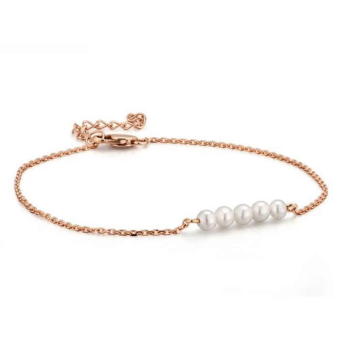Bracelet in 14K/585 Rose Gold with Fresh Water White Pearls - Image 3