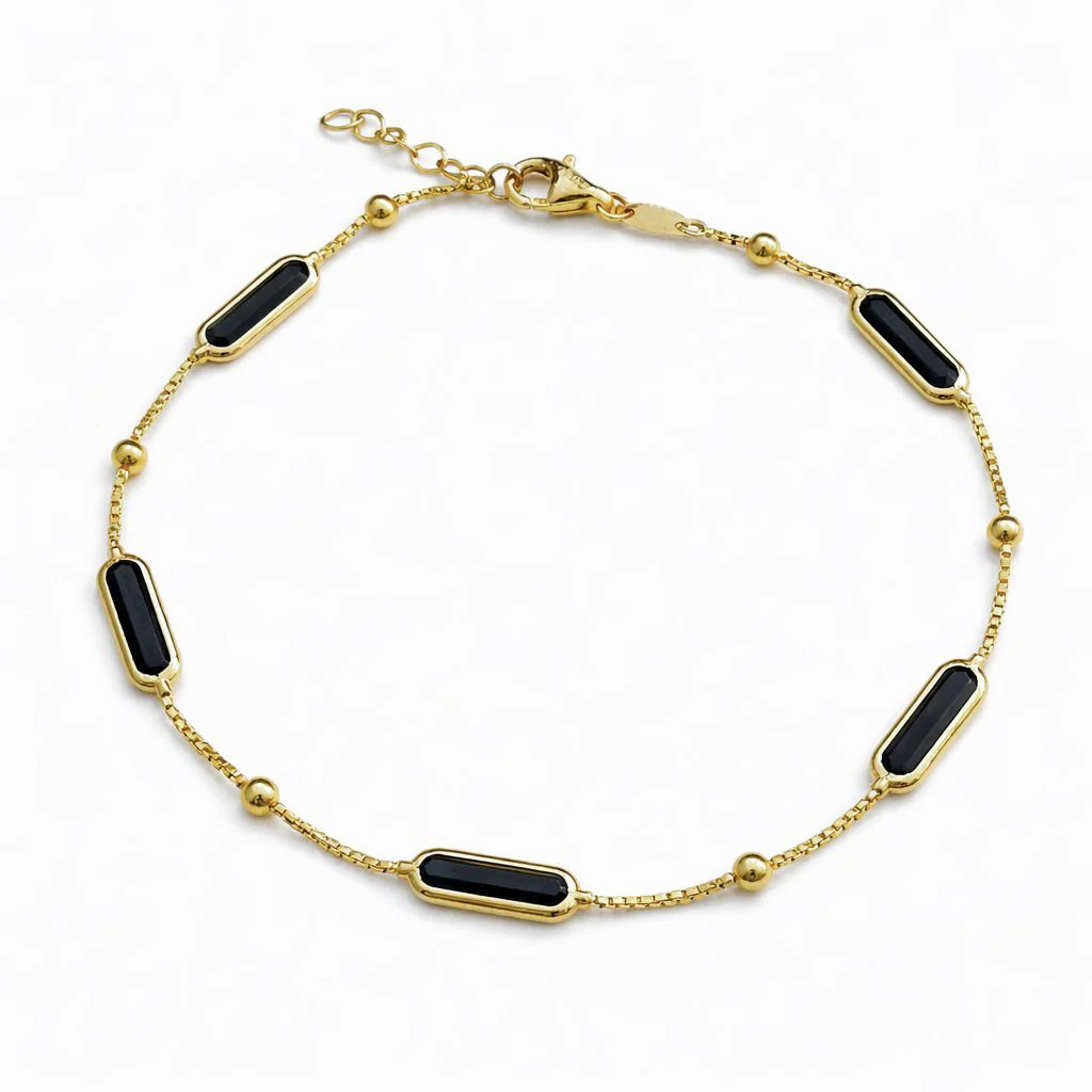 Bracelet in 14K/585 Yellow Gold with Black Onyx