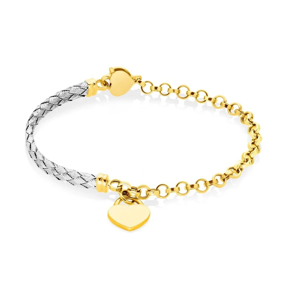 Bracelet in 14K/585 Mixed Gold with Drop Heart