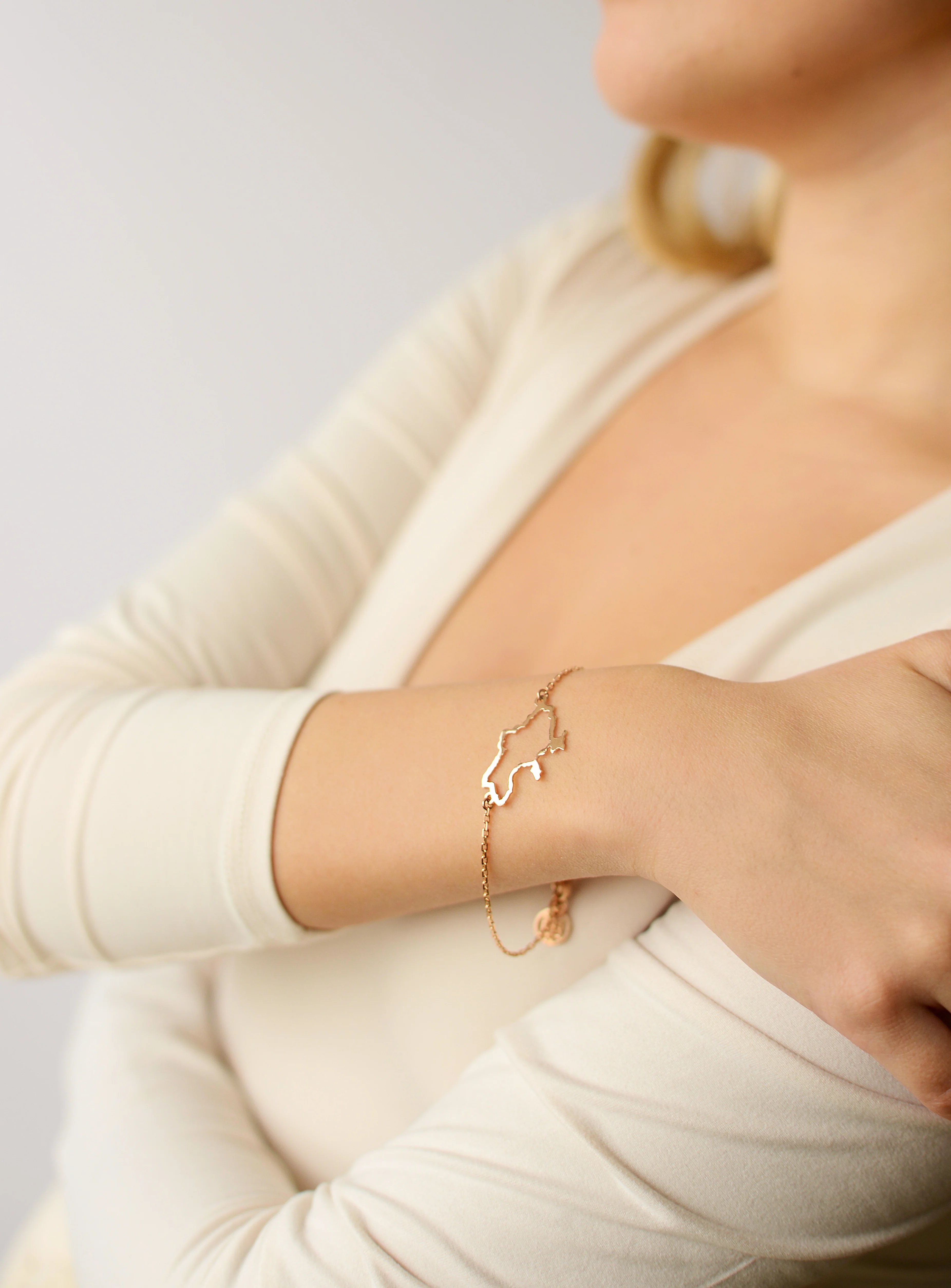 Bracelet Map of Ukraine in 14K/585 Rose Gold - Image 2