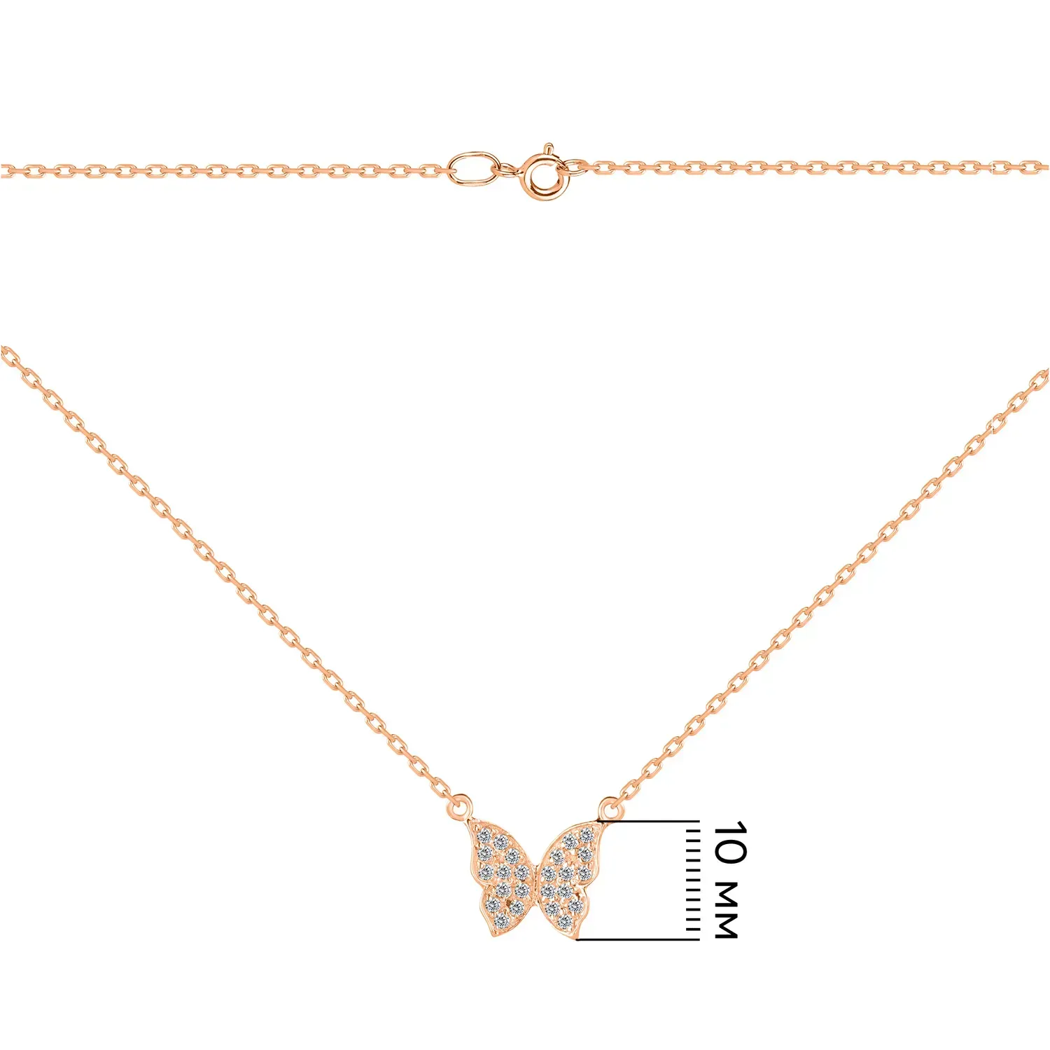 Butterfly Necklace in 14K/585 Rose Gold with Cubic Zirconia - Image 2