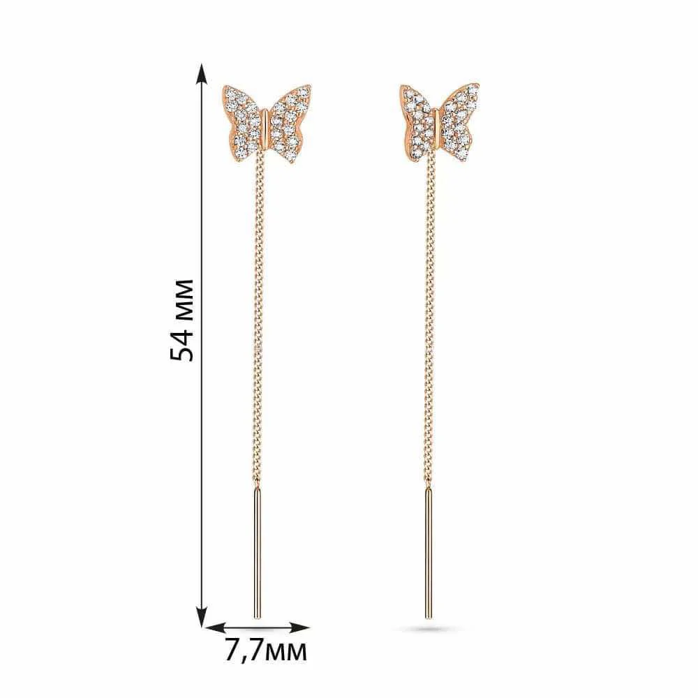 Butterfly Thread Earrings in 14K/585 Rose Gold - Image 2