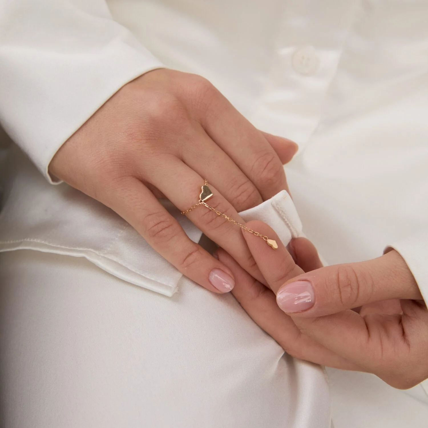 Chain Heart Ring in 14K/585 Rose Gold - Image 4