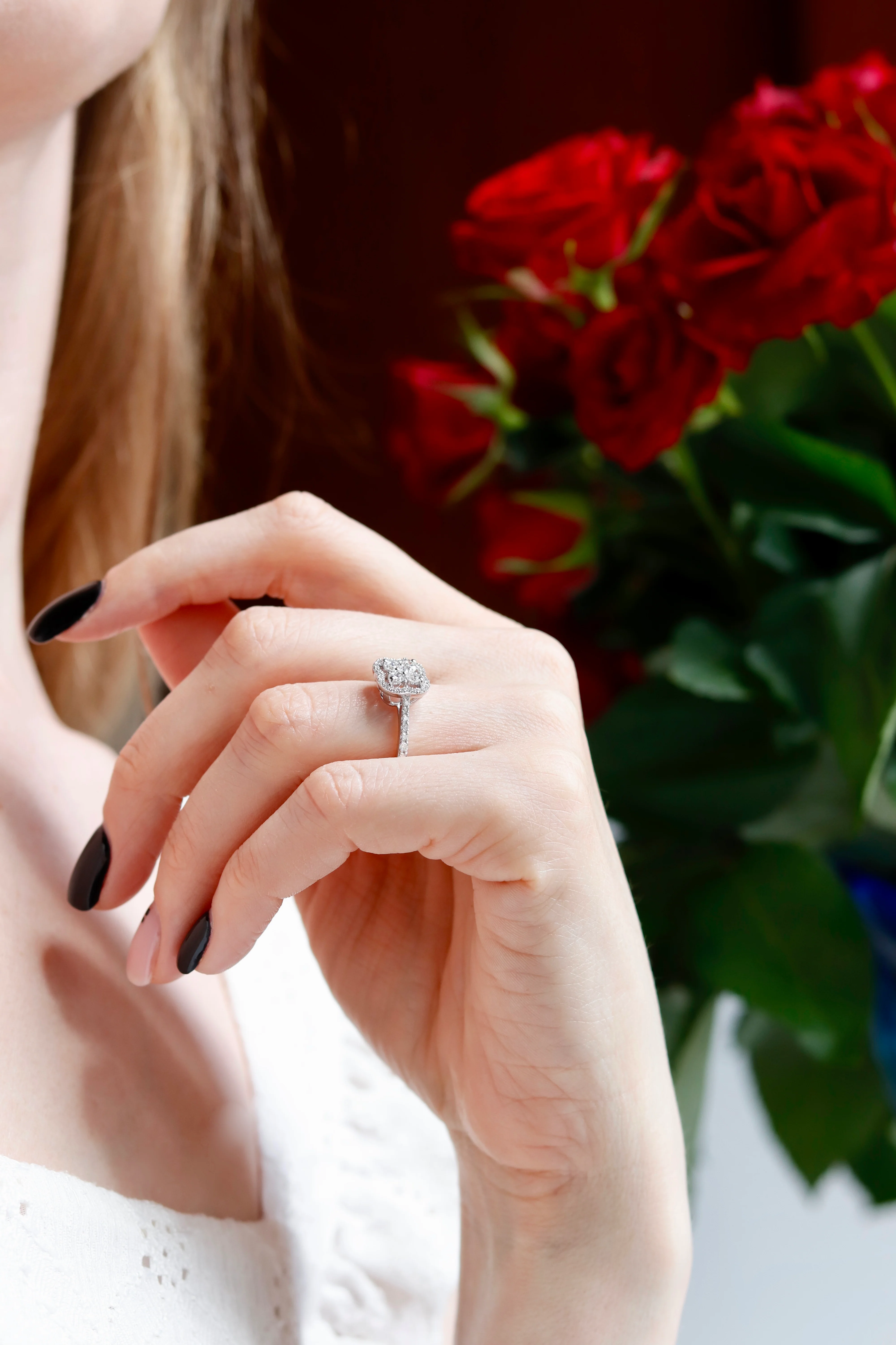 Clover Ring in 14K/585 White Gold with Diamonds - Image 4