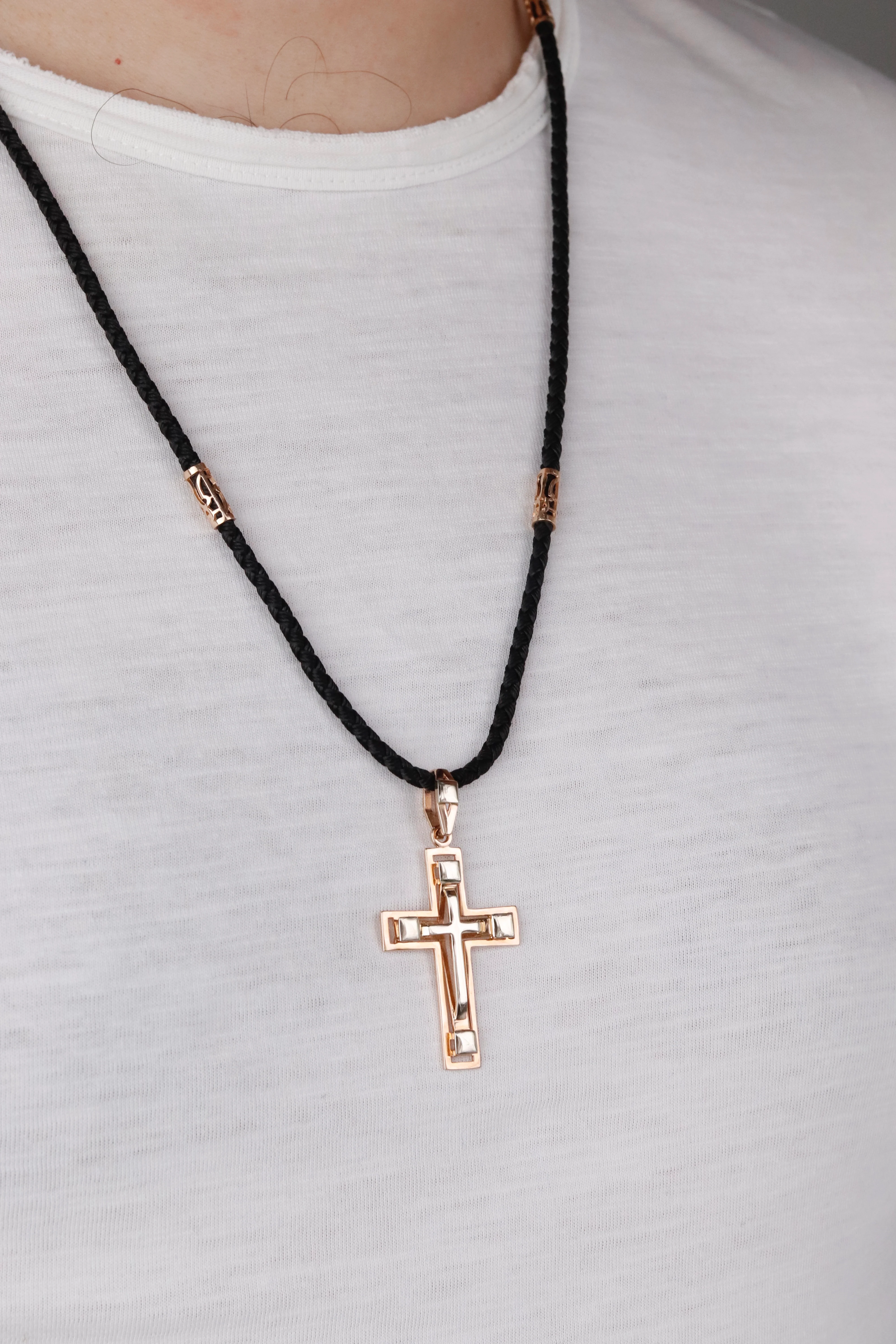 Cross in 14K/585 Rose and White Gold - Image 2
