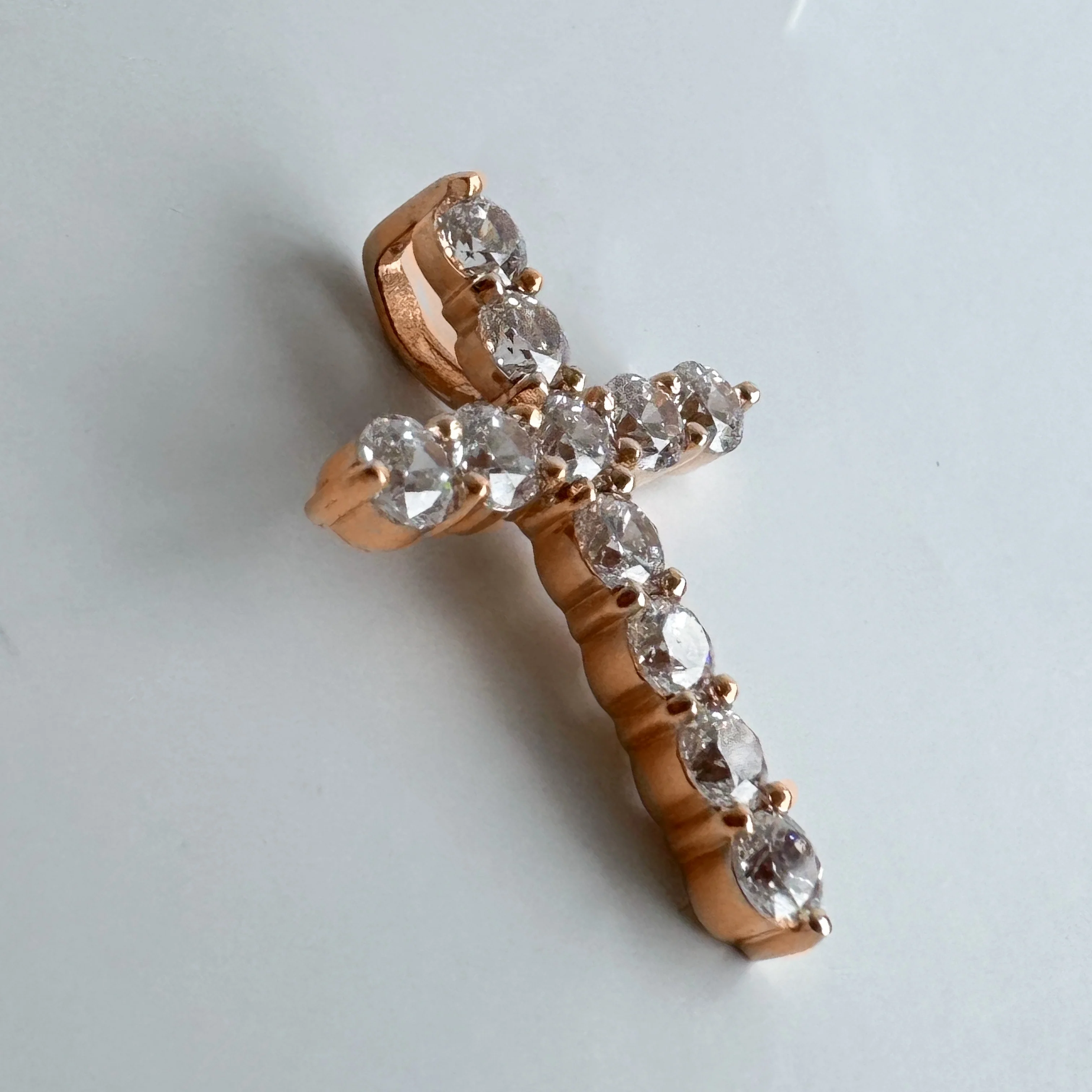 Cross in 14K/585 Rose Gold with Cubic Zirconia - Image 2