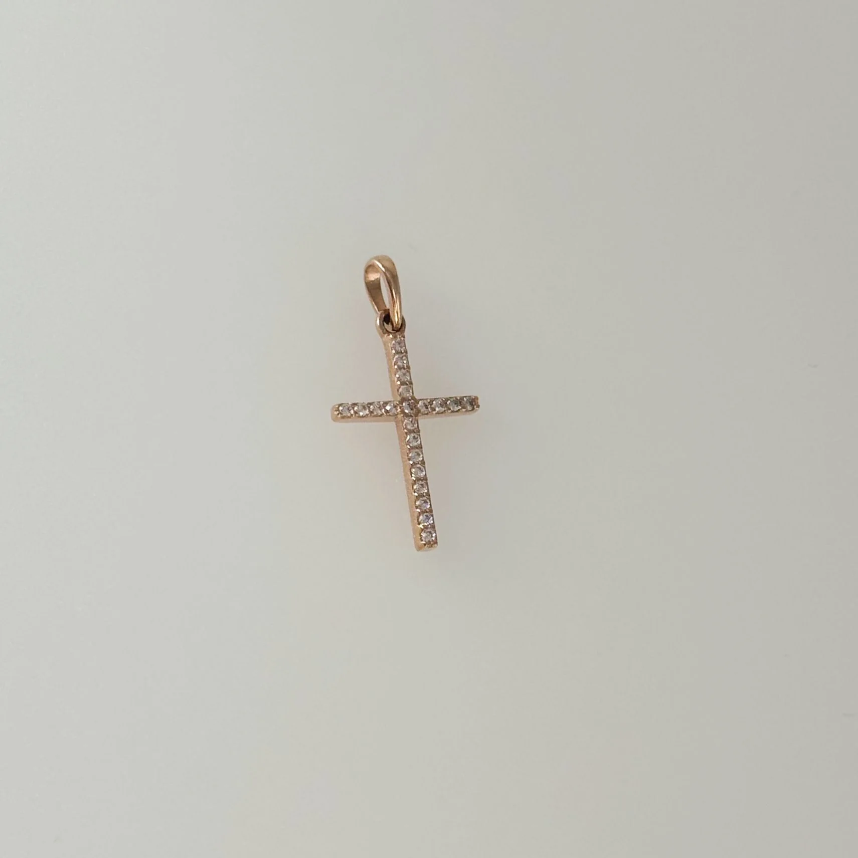 Cross in 14K/585 Rose Gold with Cubic Zirconia - Image 2