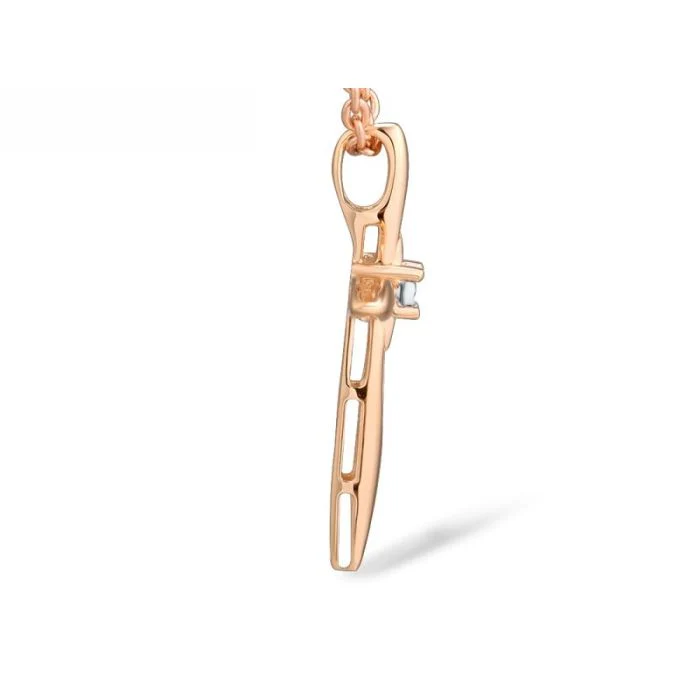 Cross in 14K/585 Rose Gold with Diamond - Image 3