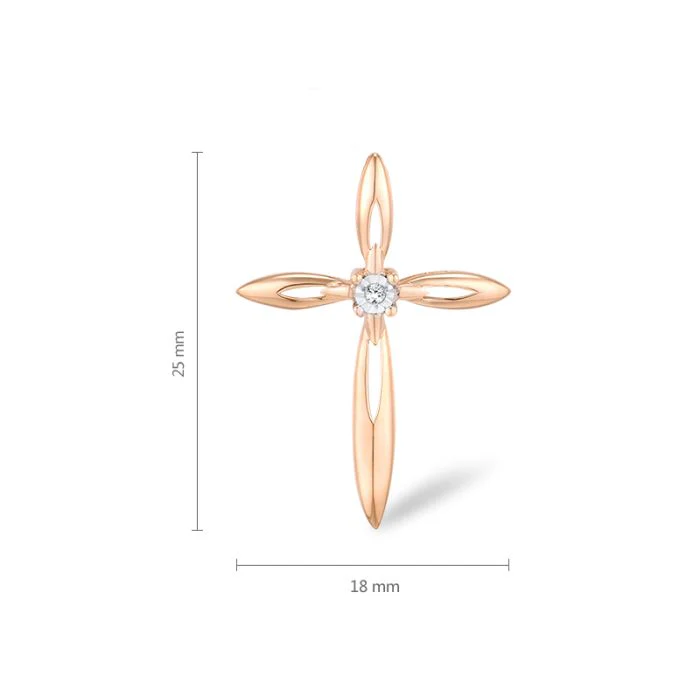 Cross in 14K/585 Rose Gold with Diamond - Image 4