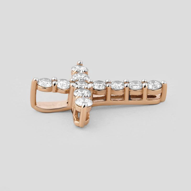 Cross in 14K/585 Rose Gold with Diamonds - Image 3