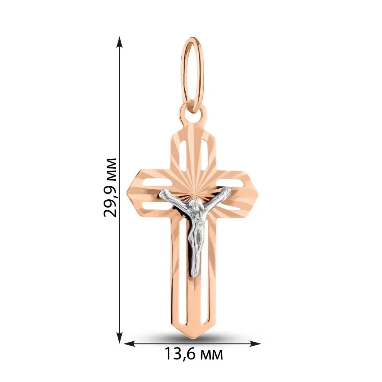 Cross in 14K/585 Rose Gold with White Gold Jesus - Image 3