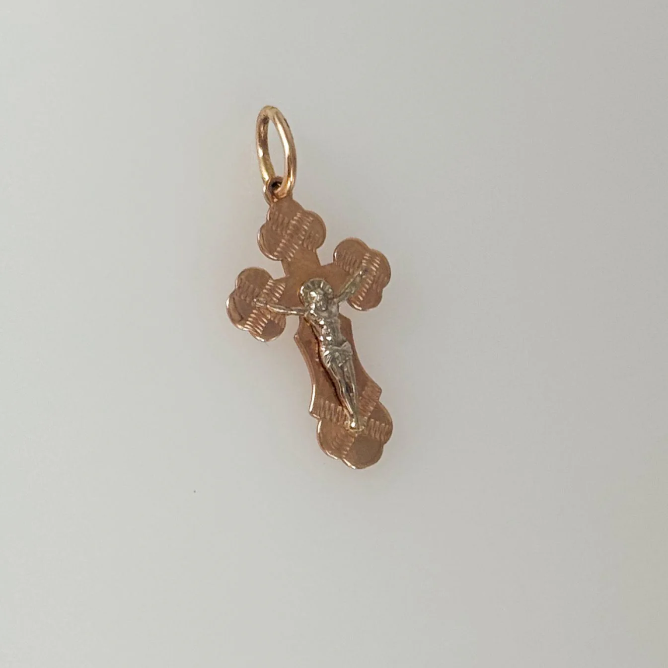 Cross in 14K/585 Rose Gold with White Gold Jesus
