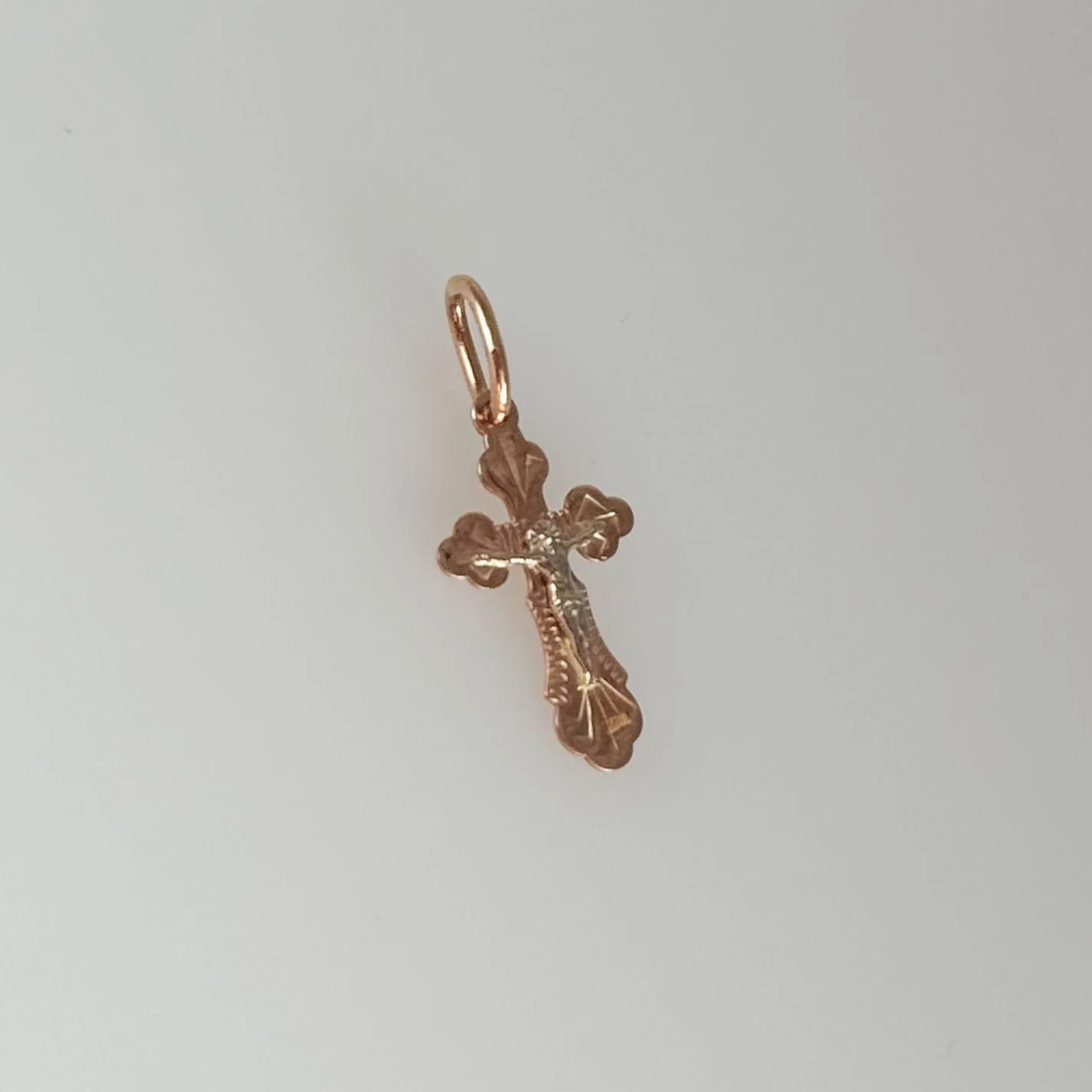Cross in 14K/585 Rose Gold with White Gold Jesus