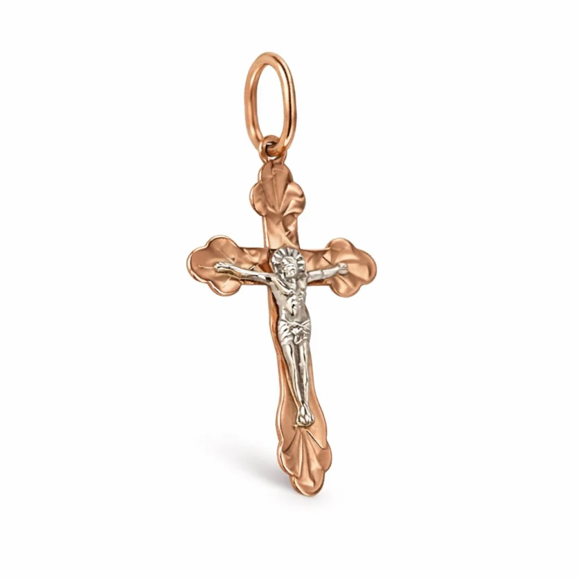 Cross in 14K/585 Rose Gold with White Gold Jesus