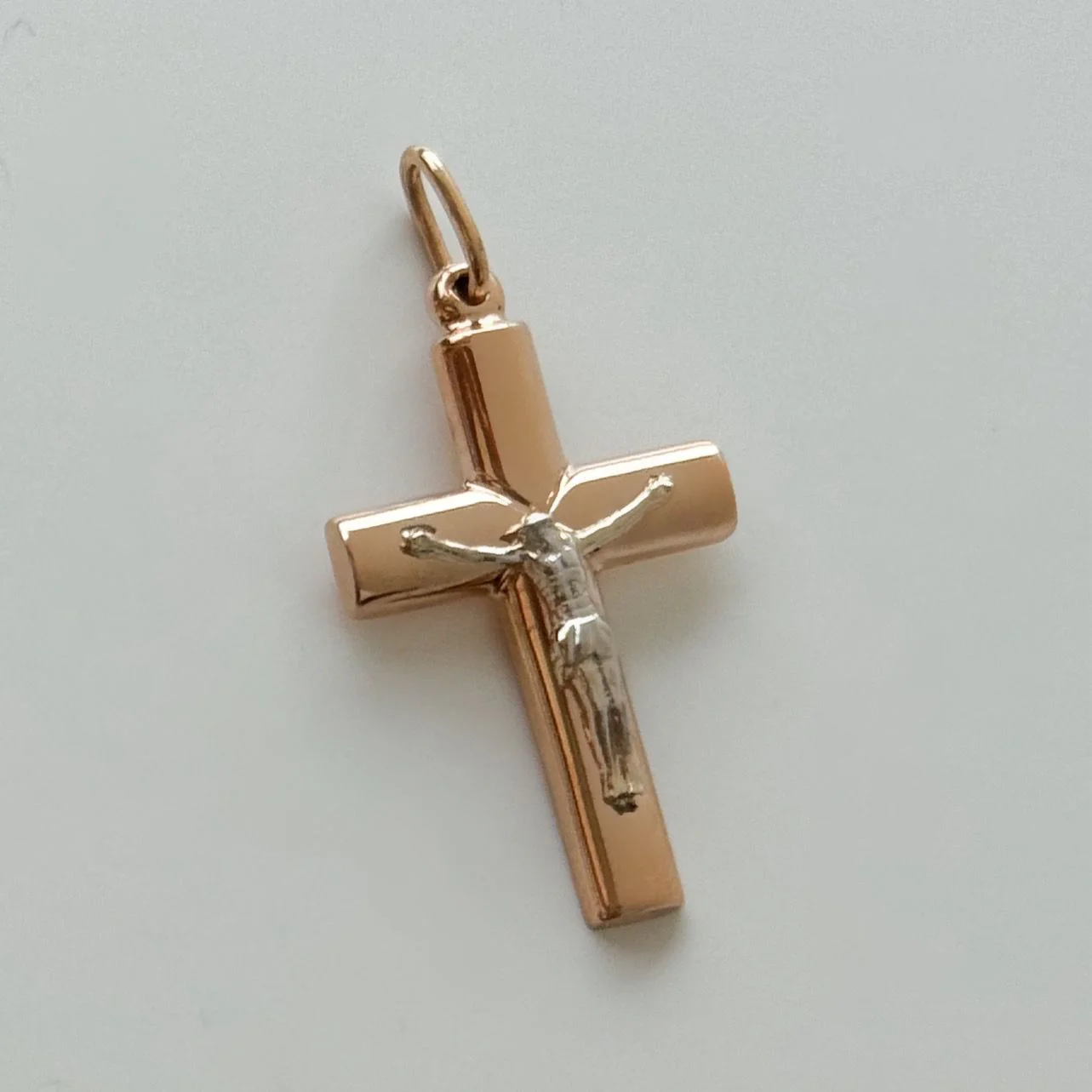 Cross in 14K/585 Rose Gold with White Gold Jesus