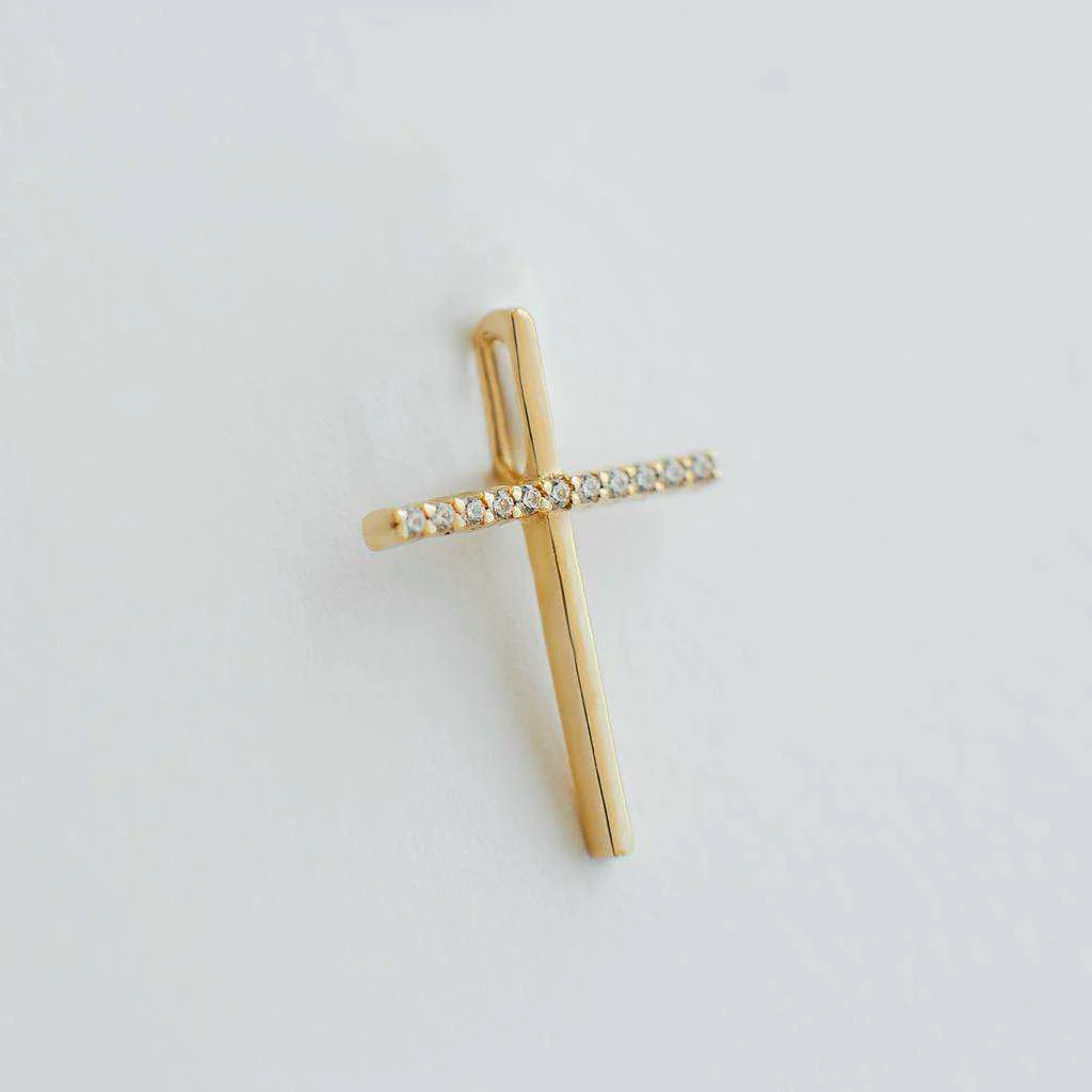 Cross in 14K/585 Yellow Gold with Cubic Zirconia