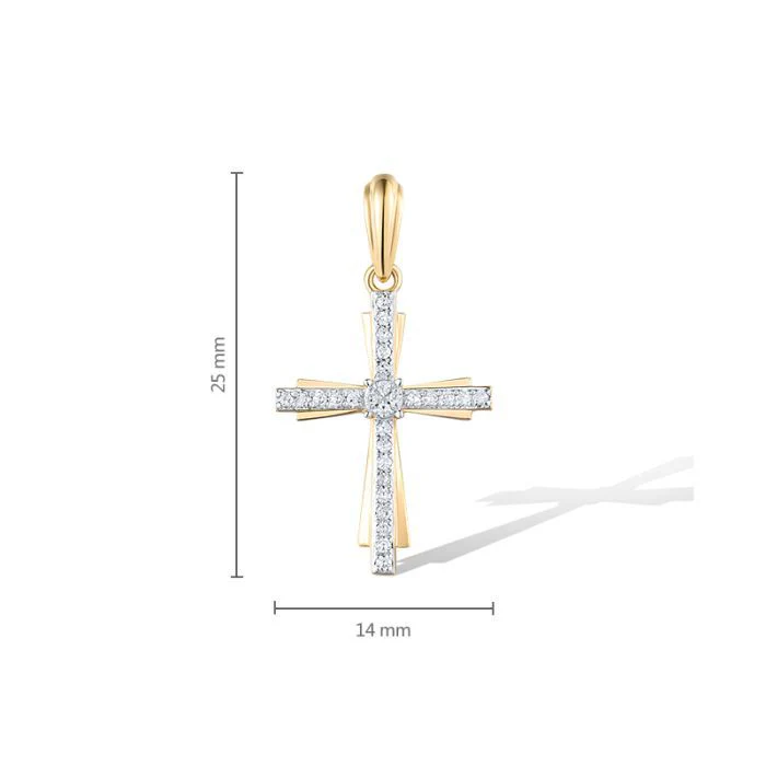 Cross in 14K/585 Yellow Gold with Diamonds - Image 2