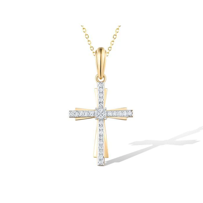 Cross in 14K/585 Yellow Gold with Diamonds - Image 3