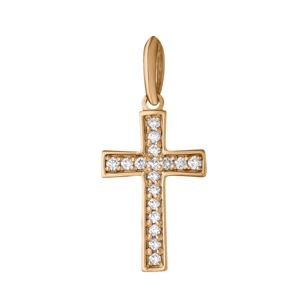 Cross in 14K/585 Rose Gold with Diamonds - Image 2