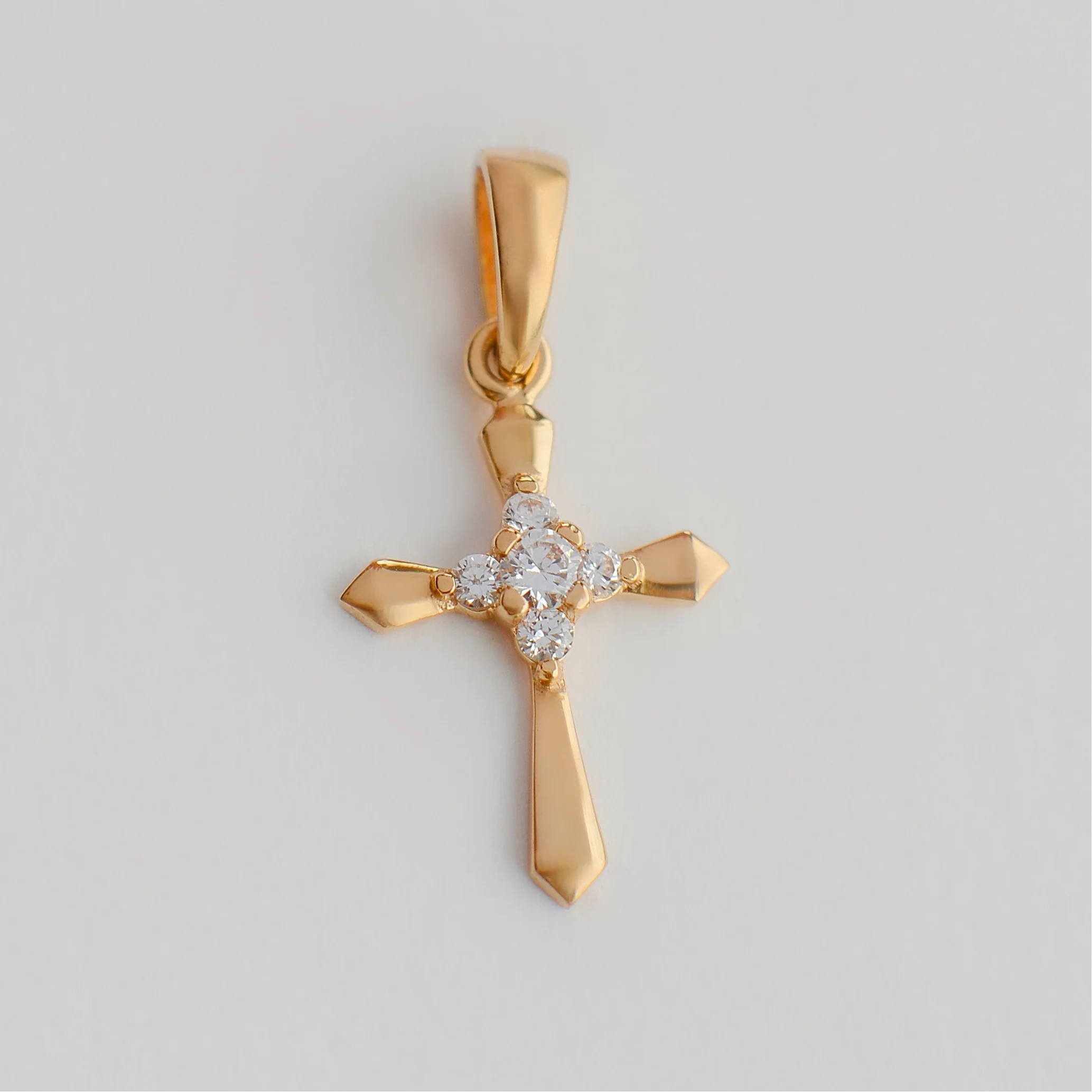Cross in 14K/585 Rose Gold with Cubic Zirconia