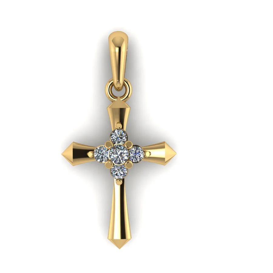 Cross in 14K/585 Rose Gold with Cubic Zirconia - Image 2
