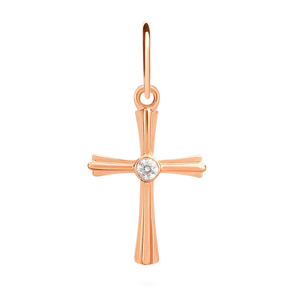 Cross in 14K/585 Rose Gold with Cubic Zirconia