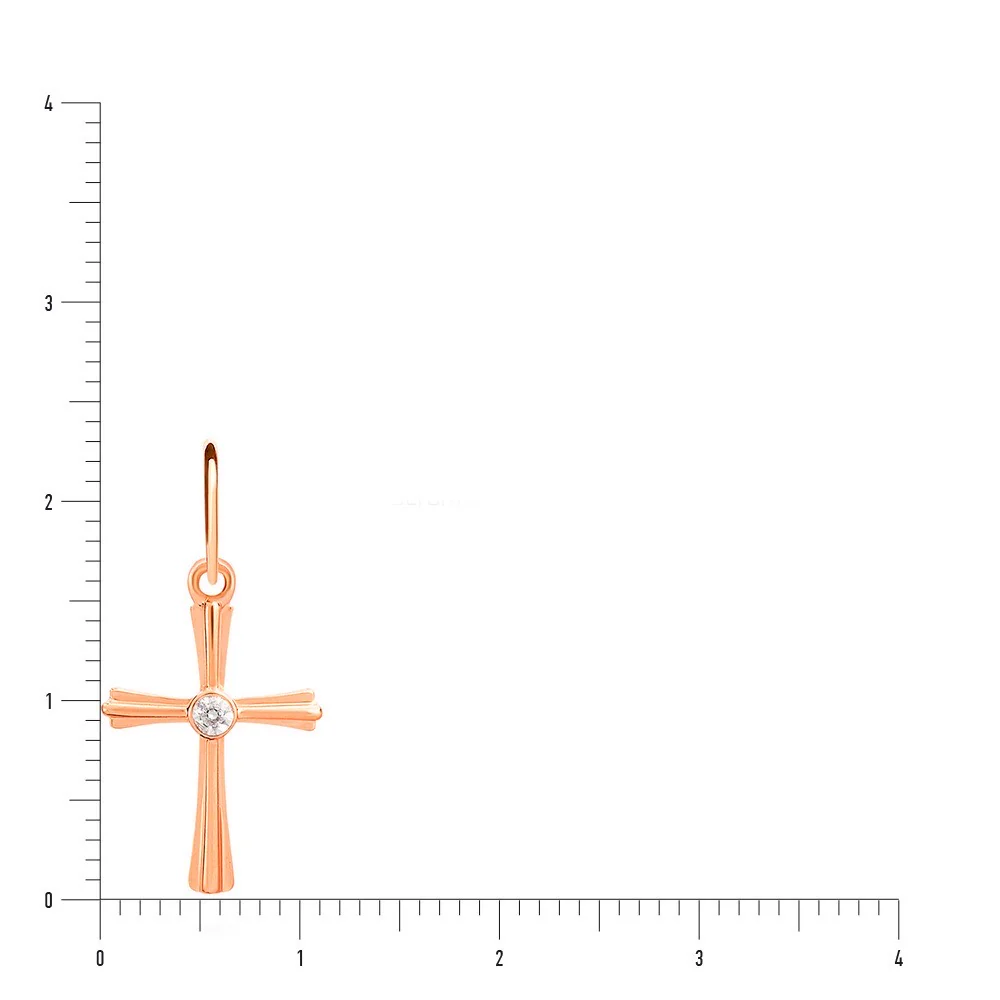Cross in 14K/585 Rose Gold with Cubic Zirconia - Image 2