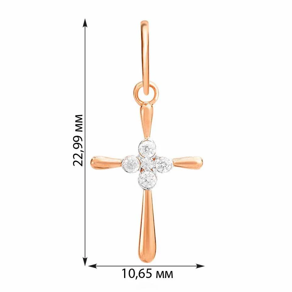 Cross in 14K/585 Rose Gold with Cubic Zirconia - Image 2