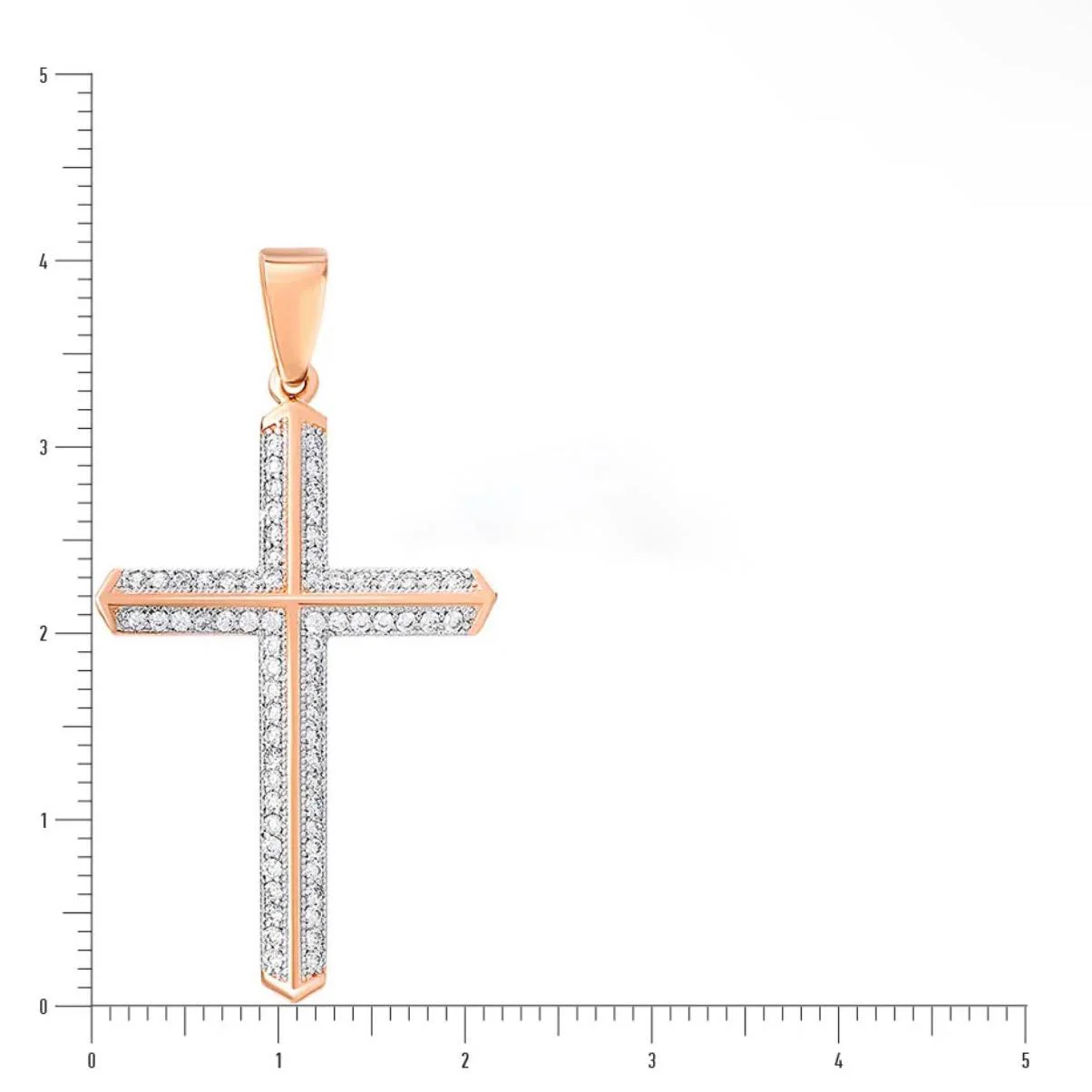 Cross in 14K/585 Rose Gold with Cubic Zirconia - Image 2