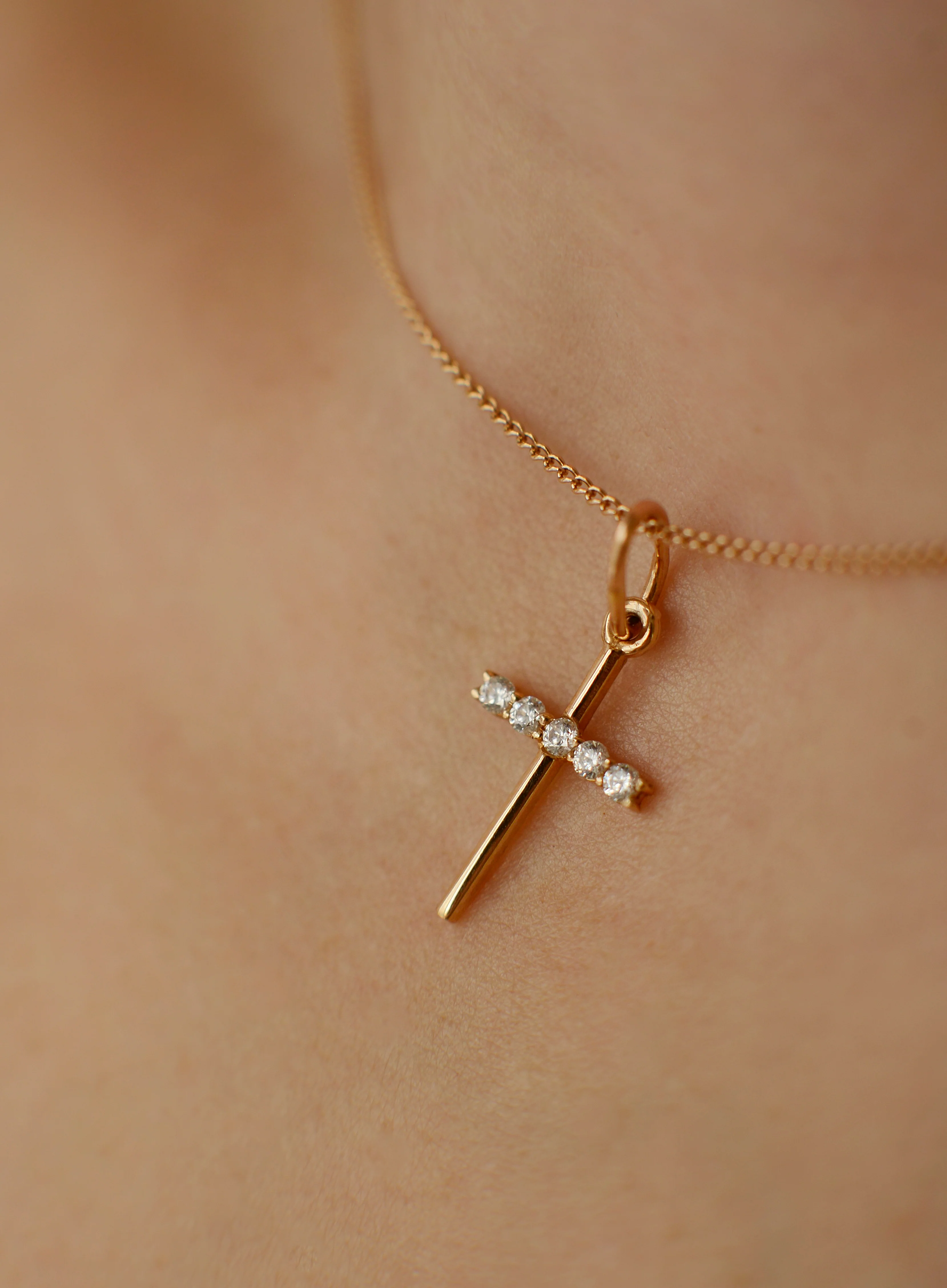 Cross in 14K/585 Rose Gold with Cubic Zirconia - Image 2
