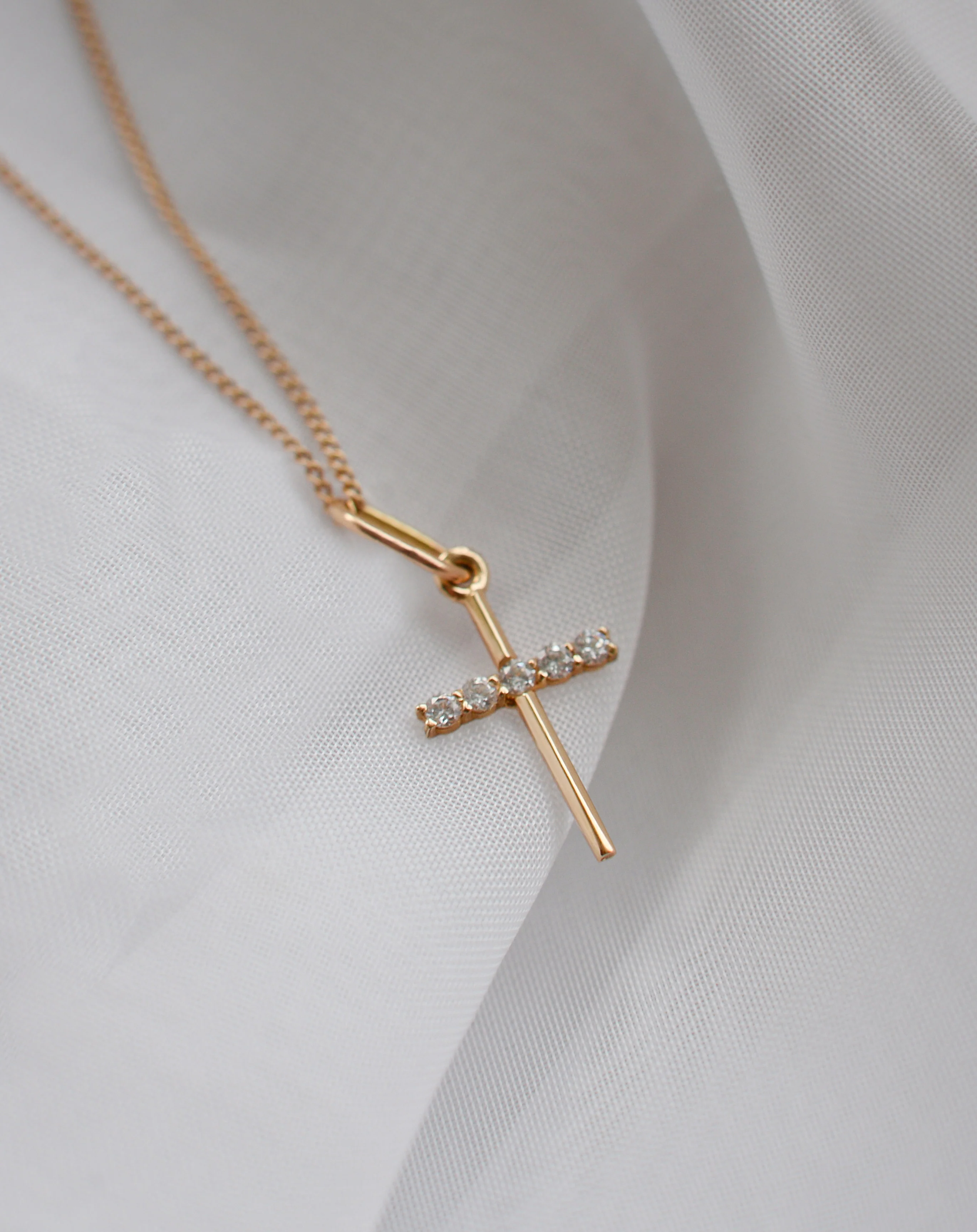 Cross in 14K/585 Rose Gold with Cubic Zirconia - Image 3