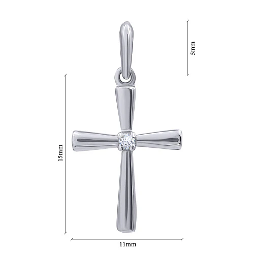 Cross in 14K/585 White Gold with Diamond - Image 2