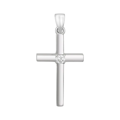 Cross in 14K/585 White Gold with Diamond