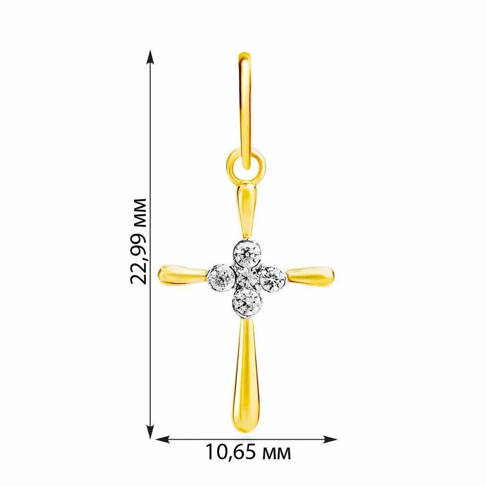 Cross in 14K/585 Yellow Gold with Cubic Zirconia - Image 2