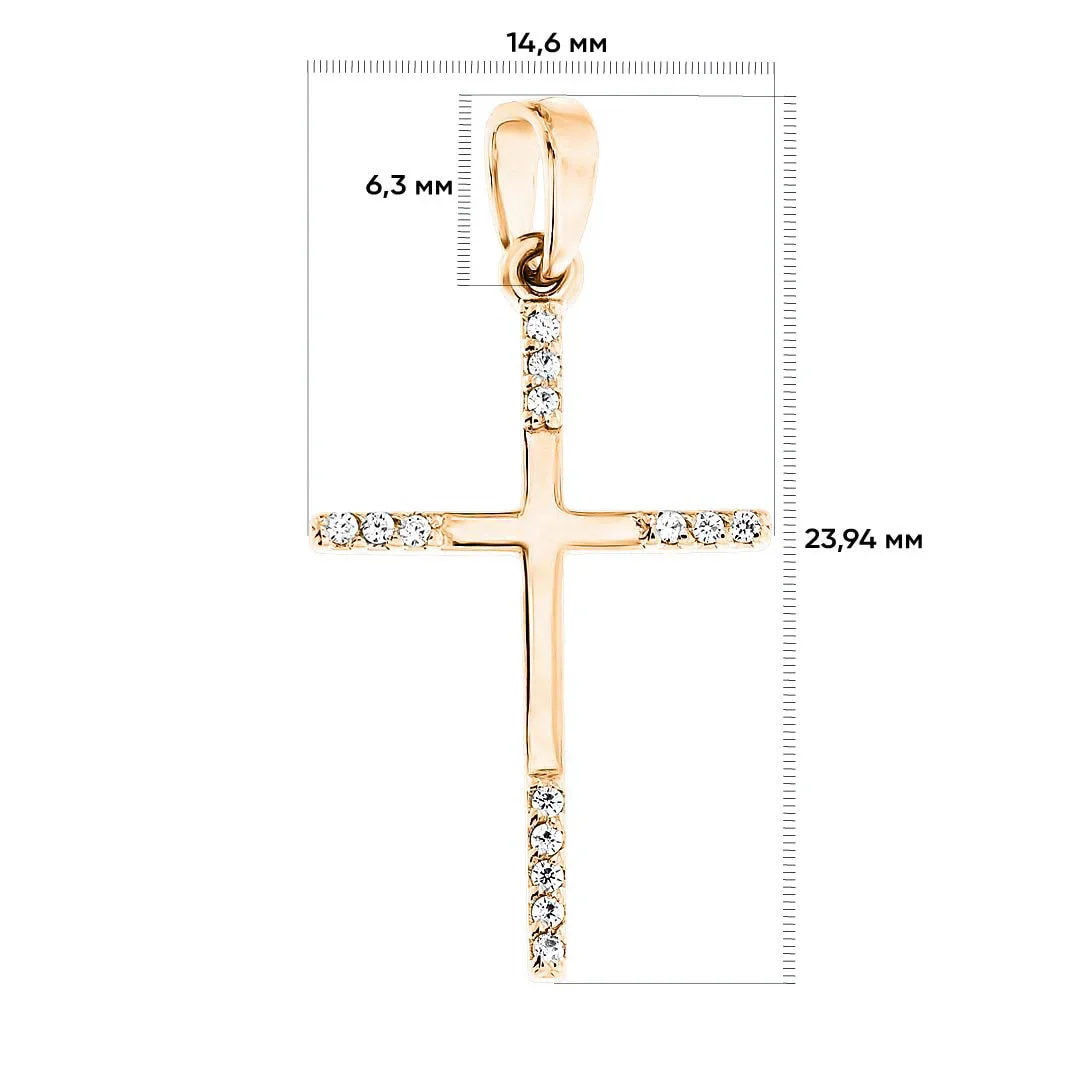 Cross in 14K/585 Yellow Gold with Cubic Zirconia - Image 2