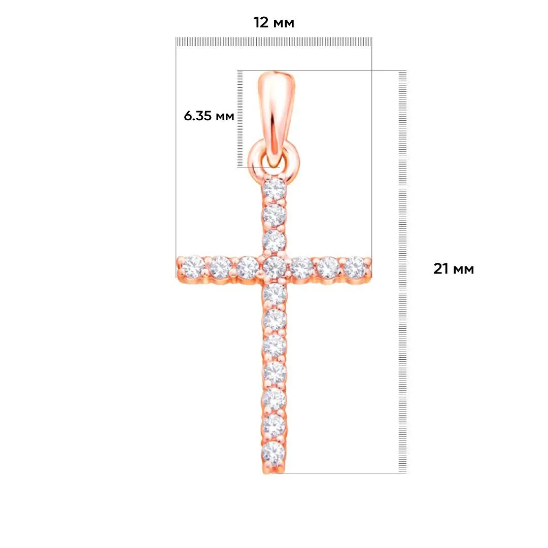 Cross in 14K/585 Yellow Gold with Cubic Zirconia - Image 2