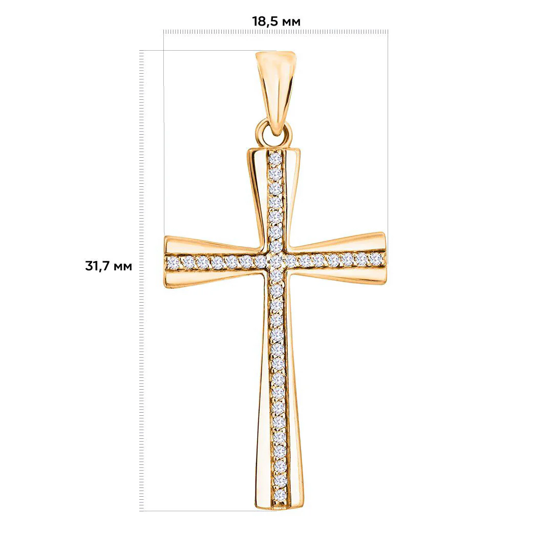 Cross in 14K/585 Yellow Gold with Cubic Zirconia - Image 2