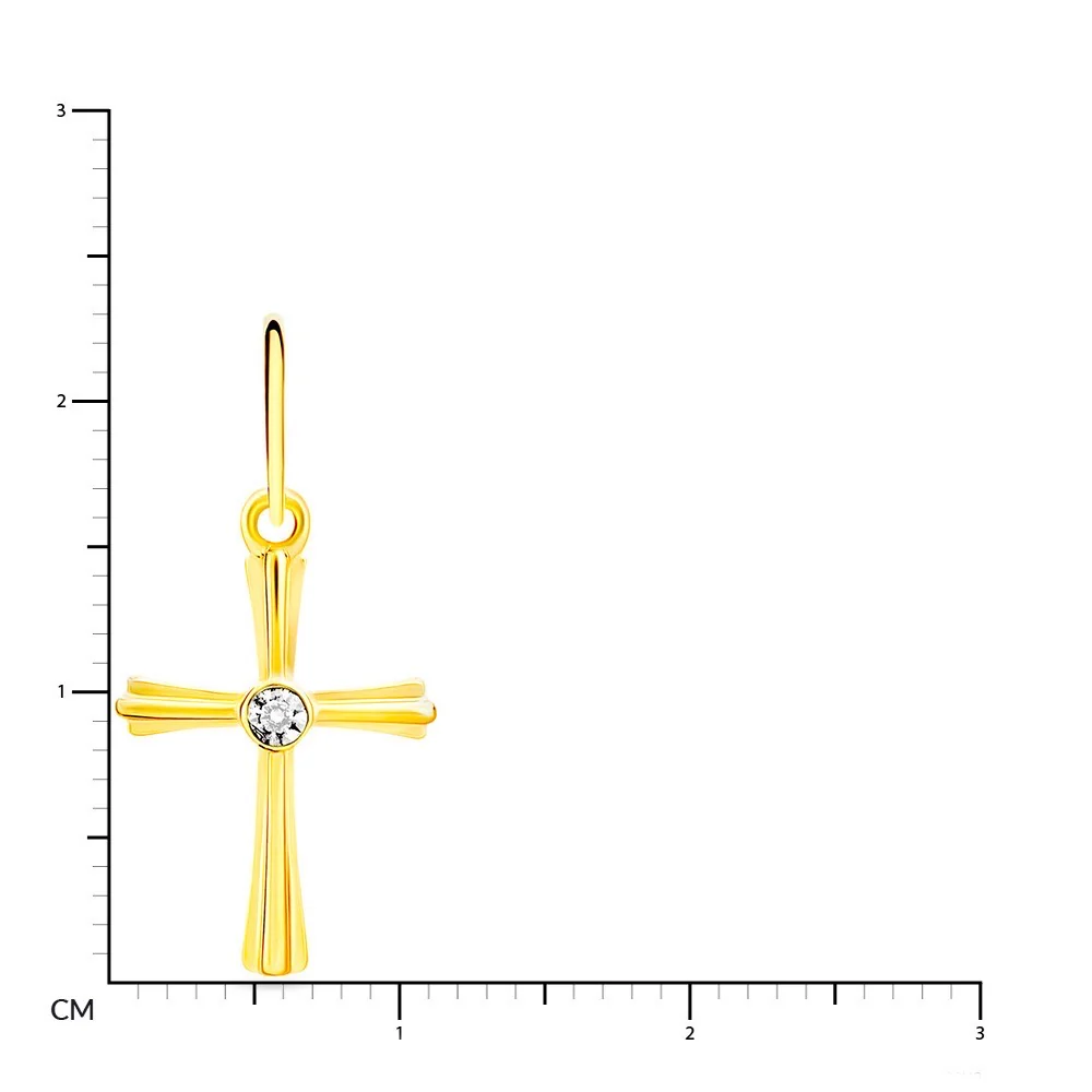 Cross in 14K/585 Yellow Gold with Cubic Zirconia - Image 2