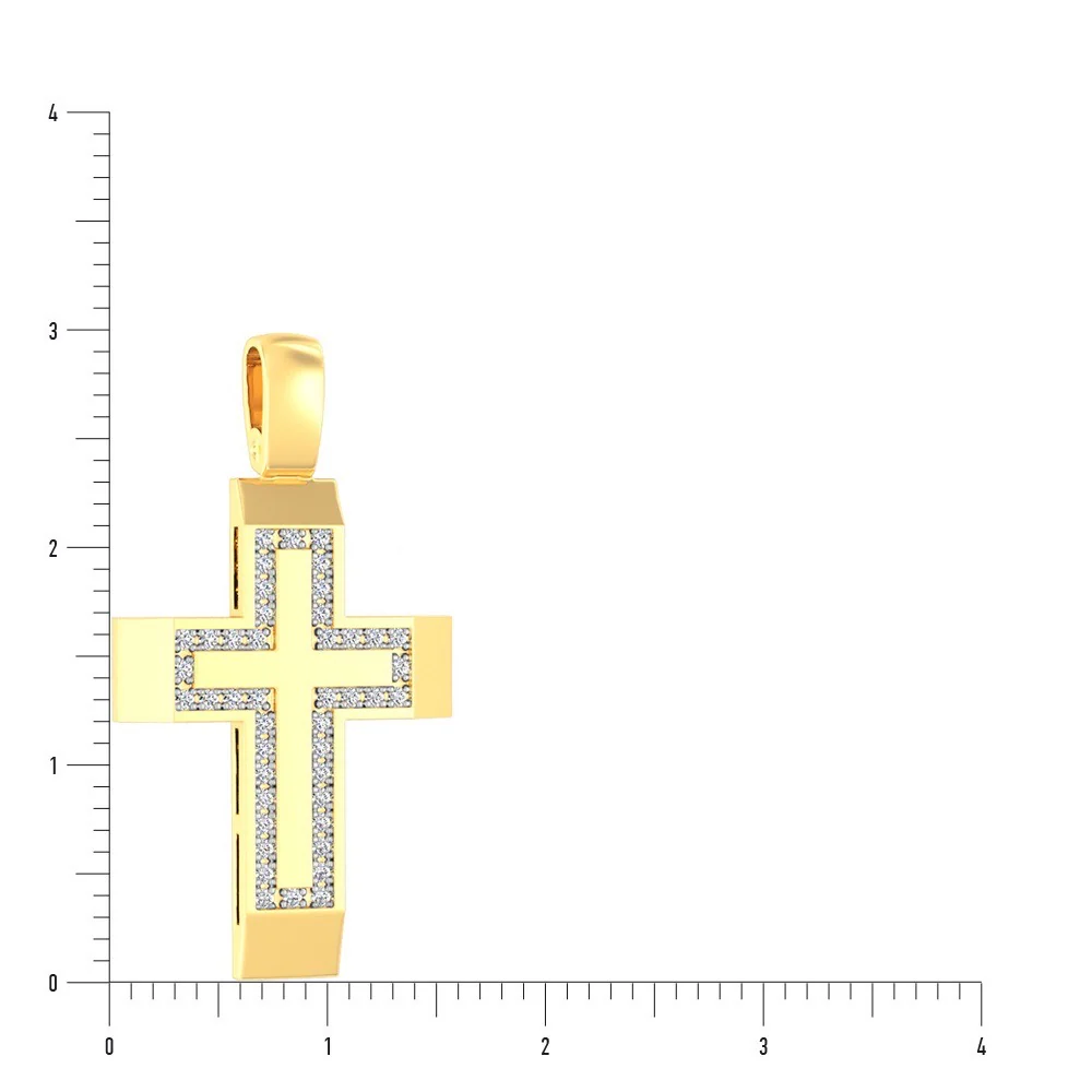Cross in 14K/585 Yellow Gold with Cubic Zirconia - Image 3