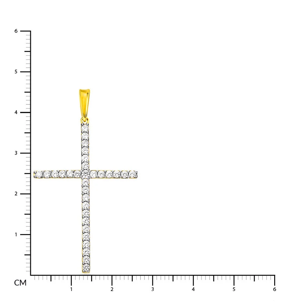 Cross in 14K/585 Yellow Gold with Cubic Zirconia - Image 2