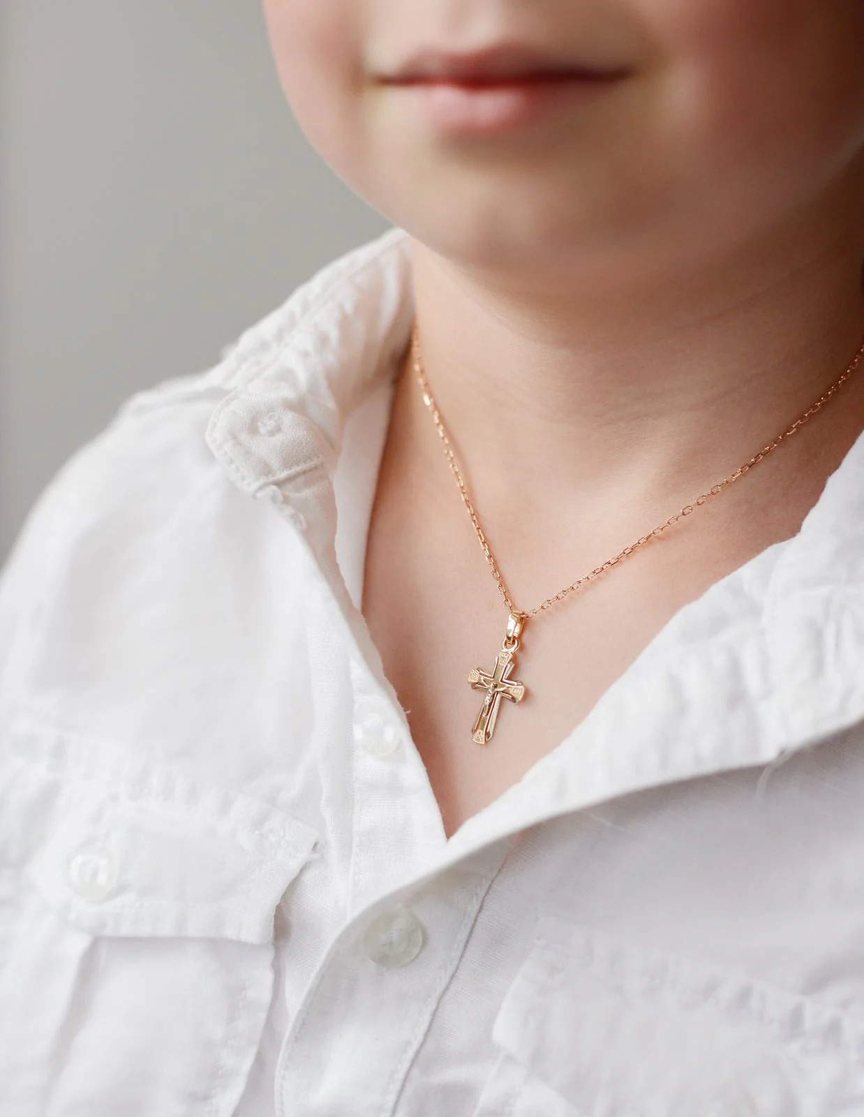 Cross Jesus in 14K/585 Rose and White Gold - Image 2