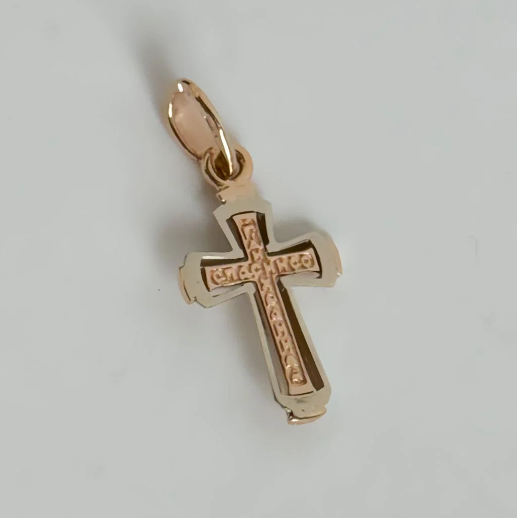 Cross Jesus in 14K/585 Rose and White Gold - Image 3
