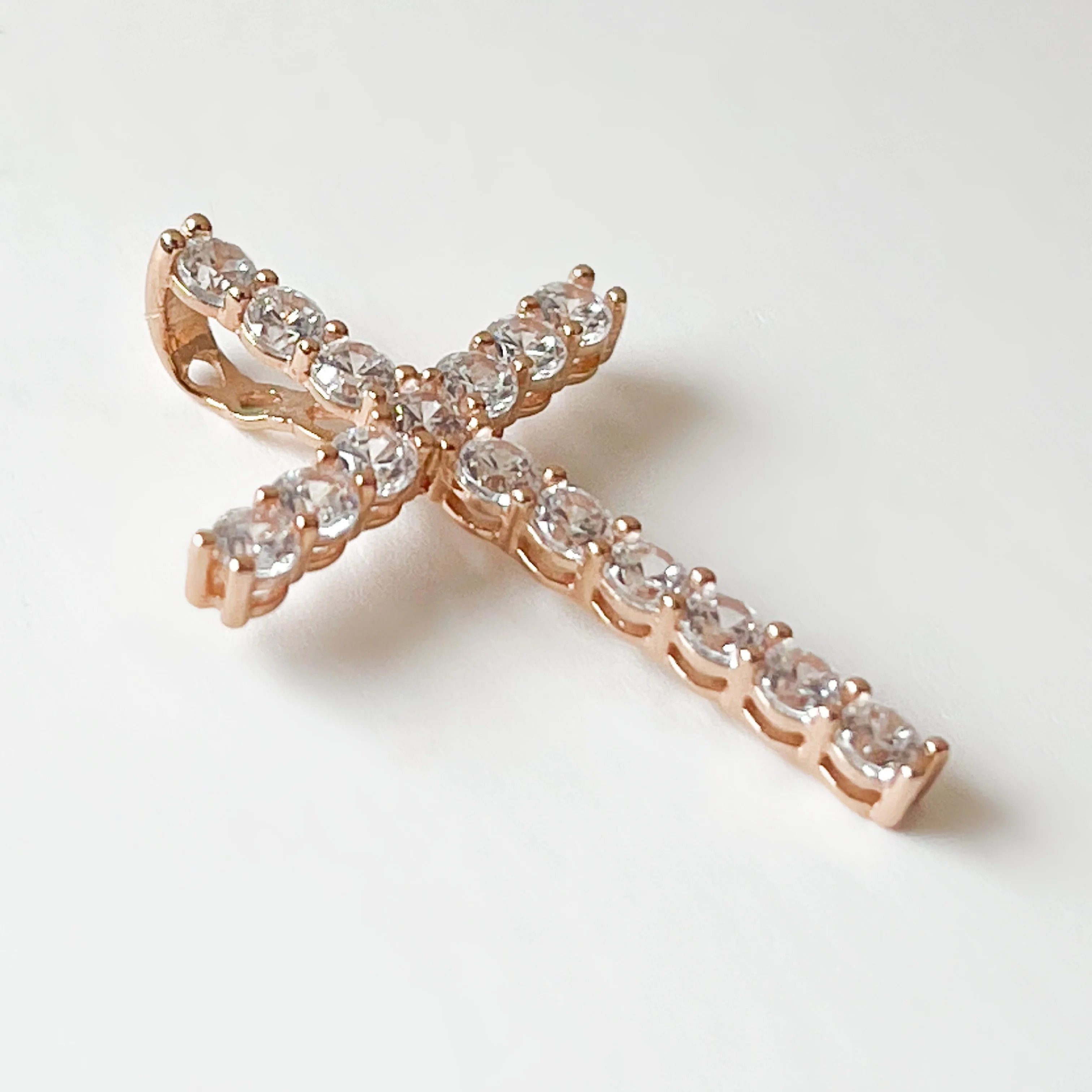 Cross with Cubic Zirconia in 14K/585 Rose Gold - Image 2