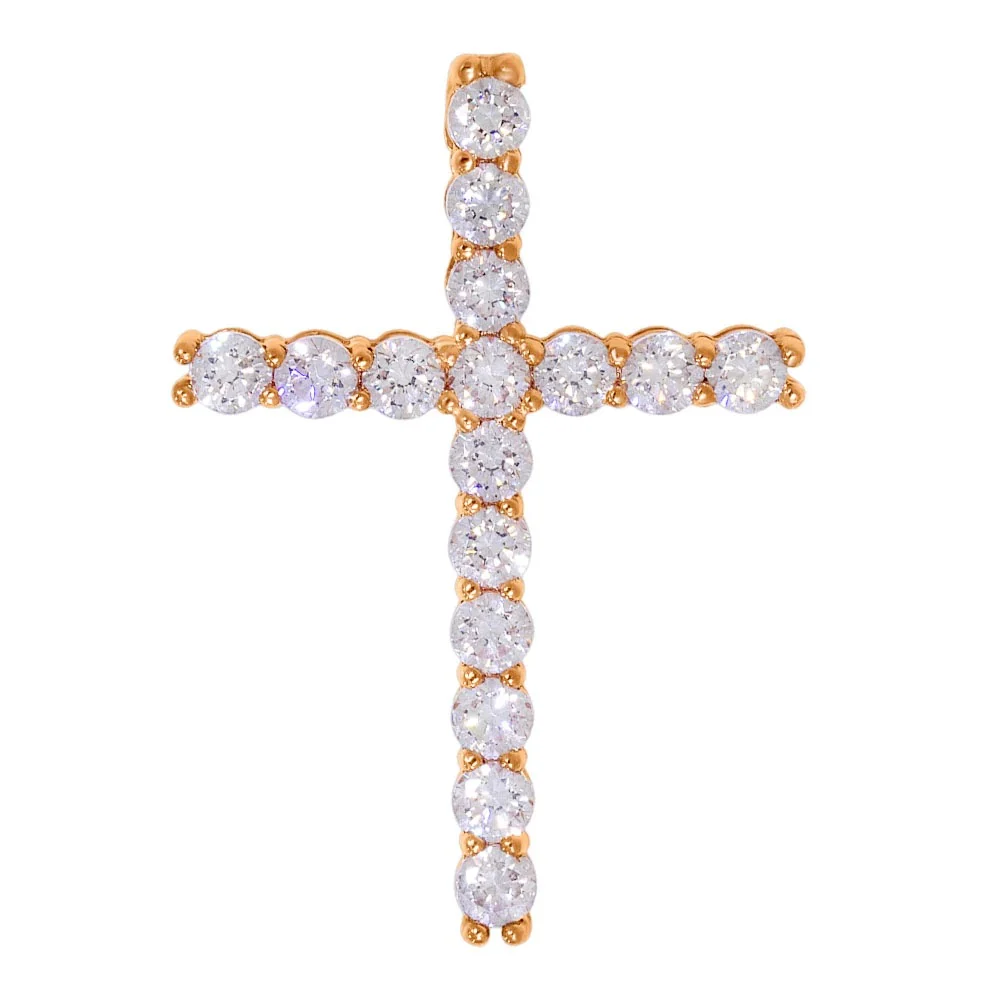 Cross with Cubic Zirconia in 14K/585 Rose Gold - Image 3