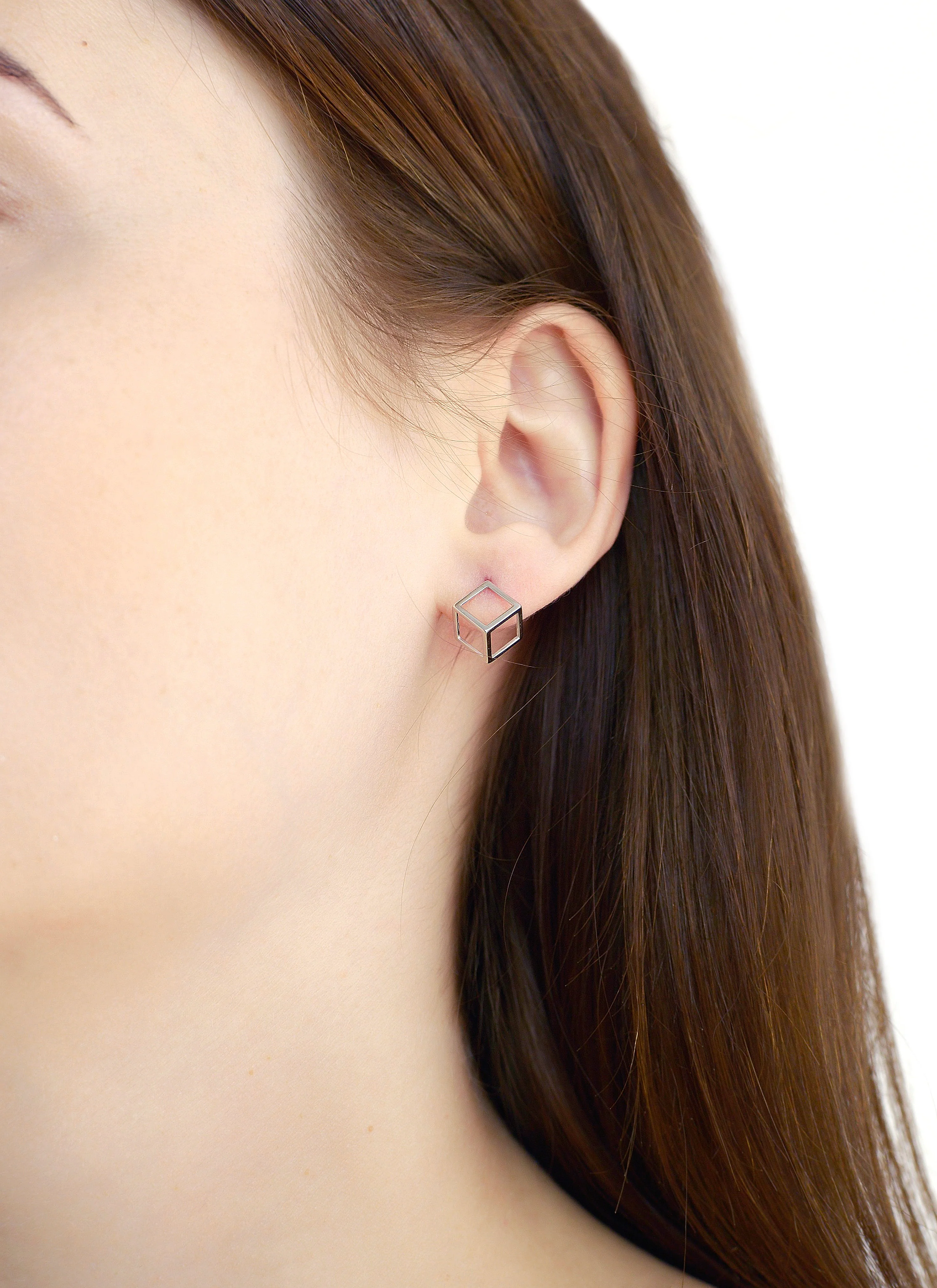 Cubes Stud Earrings in 14K/585 White Gold - Image 2