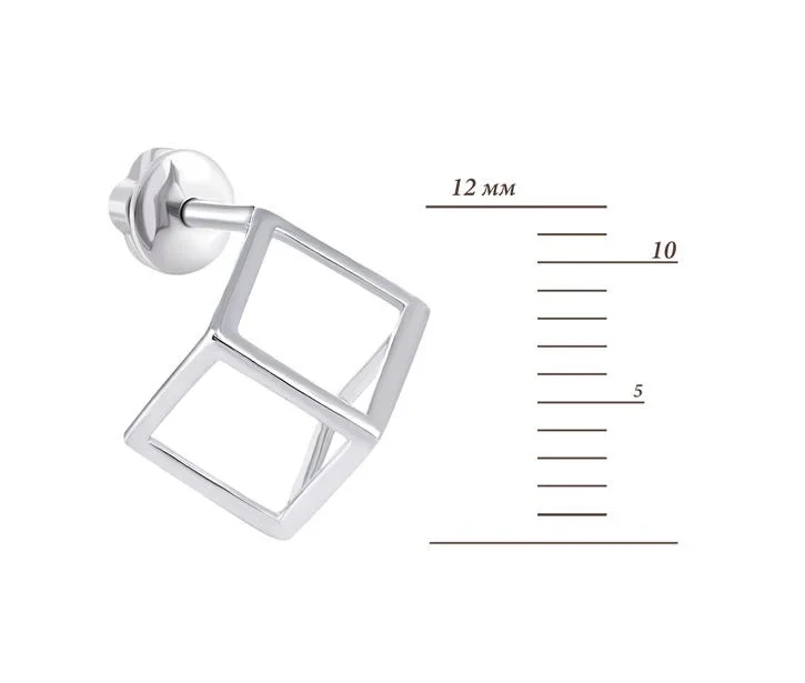 Cubes Stud Earrings in 14K/585 White Gold - Image 3