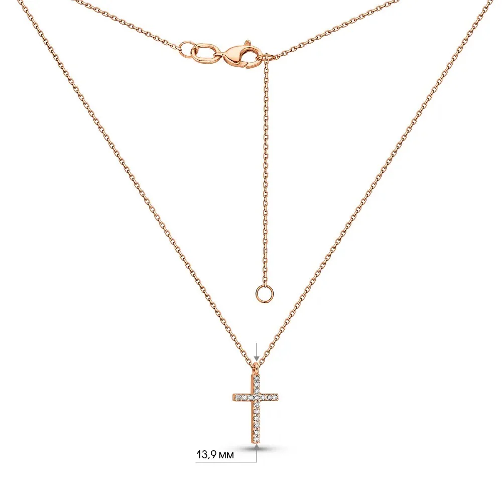 Diamond Cross Necklace in 14K/585 Rose Gold - Image 2