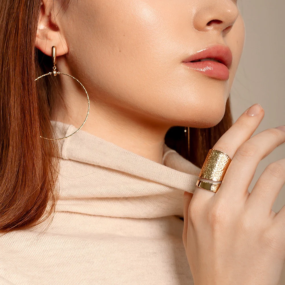 Drop Circles Earrings in 14K/585 Yellow Gold - Image 2