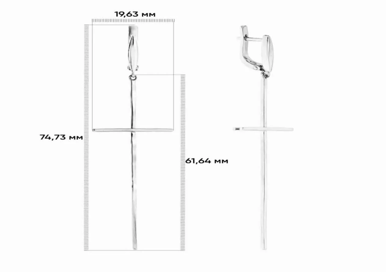Drop Cross Earrings in 14K/585 White Gold - Image 2