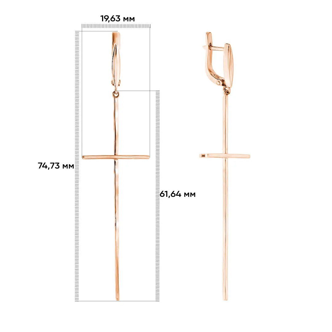 Drop Cross Earrings in 14K/585 Rose Gold - Image 2